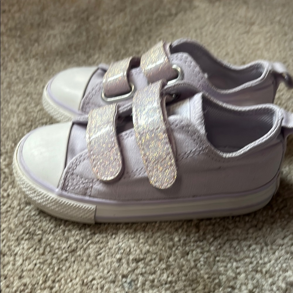 Converse Purple Silver Sneakers with Velcro Straps